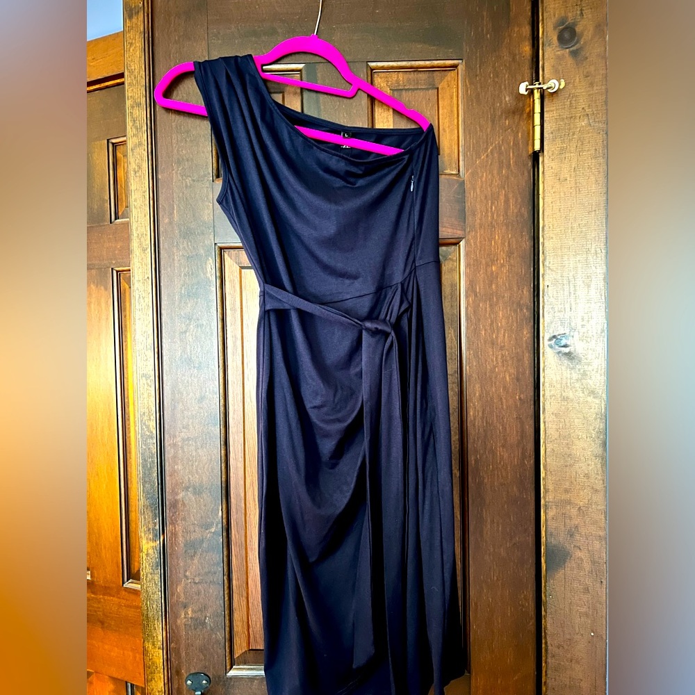 Casual Navy One Shoulder Dress
